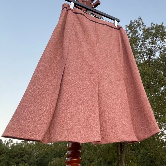 Women's Ann Taylor Size 8 Lined Pink/Burgundy Tweed Pleated A-Line Skirt - Picture 14 of 15